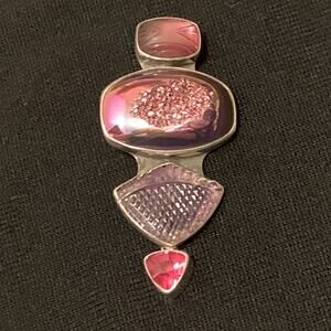 Amy Kahn Russell (AKR) Pendant Multi Stone Pinks and Purple Statement Estate